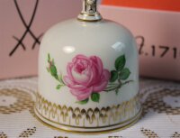 Meissen Handglocke im Dekor "pinke Rose" Gold...