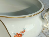 Sehr große Meissen Terrine oval Dekor "Blume 2" Goldrand und Goldapplikationen 1.Wahl