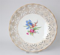 Meissen große Durchbruchschale  mit Blumendekor...