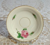 Meissen Kaffeegedeck 3-teilig Dekor "Rose Mitte, bunt und Goldrand" 1.Wahl