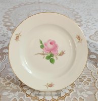 Meissen Kaffeegedeck 3-teilig Dekor "Moosrosen Malerei 1, bunt mit Goldrand" 1.Wahl