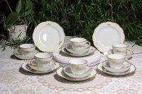 Meissen Kaffeegedeck 3teilig B-Form Farbe "Türkis mit Streublümchen" 1.Wahl