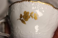 Meissen Kaffeegedeck 3teilig B-Form Farbe "Türkis mit Streublümchen" 1.Wahl
