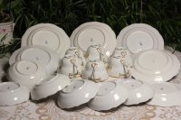 Meissen Kaffeegedeck 3teilig B-Form Farbe "Türkis mit Streublümchen" 1.Wahl