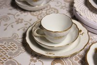Meissen Kaffeegedeck 3teilig B-Form Farbe "Türkis mit Streublümchen" 1.Wahl