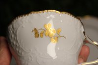 Meissen Kaffeegedeck 3teilig B-Form Farbe "Türkis mit Streublümchen" 1.Wahl