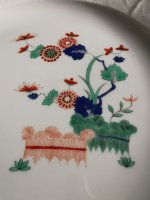 Meissen Speisseteller 24cm Kakiemon Blumen und Fels Goldrand 1. Wahl original
