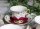 Meissen B-Form 6er Set Kaffeetassen mit Untertassen rot mit Streublümchen 1.Wahl