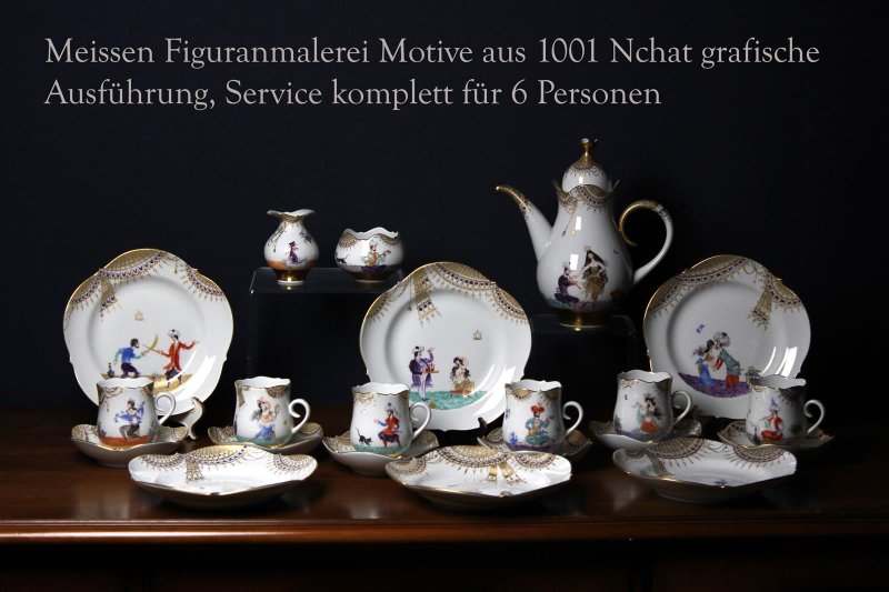 Meissen Original 1001 Nacht Mokkaservice für 6 Personen 21-teilig 1.Wahl