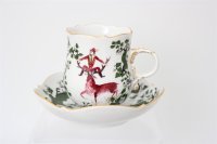 Meissen Mokkaservice für 4 Pers. 15tlg. Dekor "Jägerlatein" von H. Werner 1.Wahl