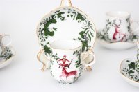 Meissen Mokkaservice für 4 Pers. 15tlg. Dekor "Jägerlatein" von H. Werner 1.Wahl