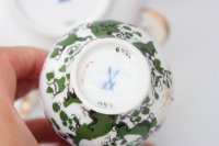 Meissen Mokkaservice für 4 Pers. 15tlg. Dekor "Jägerlatein" von H. Werner 1.Wahl