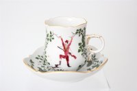 Meissen Mokkaservice für 4 Pers. 15tlg. Dekor "Jägerlatein" von H. Werner 1.Wahl