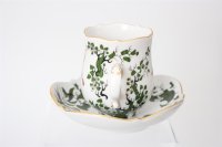 Meissen Mokkaservice für 4 Pers. 15tlg. Dekor "Jägerlatein" von H. Werner 1.Wahl