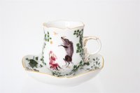 Meissen Mokkaservice für 4 Pers. 15tlg. Dekor "Jägerlatein" von H. Werner 1.Wahl