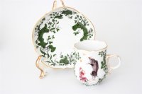 Meissen Mokkaservice für 4 Pers. 15tlg. Dekor "Jägerlatein" von H. Werner 1.Wahl