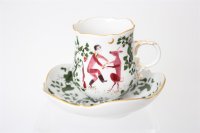 Meissen Mokkaservice für 4 Pers. 15tlg. Dekor "Jägerlatein" von H. Werner 1.Wahl