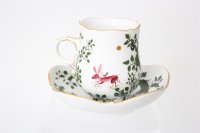 Meissen Mokkaservice für 4 Pers. 15tlg. Dekor "Jägerlatein" von H. Werner 1.Wahl