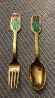 A. Michelsen 1946 Weihnachtslöffel+Gabel Vergoldetes...