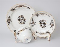 Meissen Kaffeetasse mit Kuchenteller "Drache" schwarz mit Goldrand 1.Wahl TOP