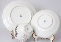 Meissen Kaffeetasse mit Kuchenteller "Drache" schwarz mit Goldrand 1.Wahl TOP