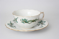 Meissen Teetasse mit Untertasse grüne Drache 1.Wahl TOP