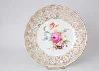 Meissen seltene Durchbruchschale  mit Blumenbukett mit...
