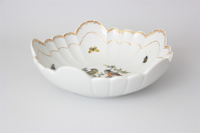 Meissen fünf Sterne formed Schale Vogel malerei auf Stamm Terrasse 1. Wahl