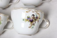 Kaffeeservice für 6 Person von Meissen mit Vogelmalerei 22 Teile