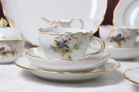 Kaffeeservice für 6 Person von Meissen mit Vogelmalerei 22 Teile