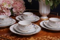 Meissen Tête à Tête Kaffeeservice für 2 Personen im Dekor "Tischchenmuster" 1.Wahl
