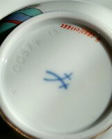 Meissen Milchkaffeetasse + Untertasse Form „großer Ausschnitt“ Dekor „Indische Blumenmalerei 5 bunt mit Kupferfarben und Goldrand“ 1.Wahl