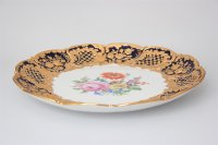 Meissen Prunkteller als Paar mit Blumendekor, Relief und Goldstaffage 1.Wahl
