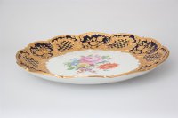 Meissen Prunkteller als Paar mit Blumendekor, Relief und Goldstaffage 1.Wahl