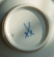 Meissen Kaffeegedeck mit Kuchenteller Dekor „Indisches Blumenmotiv mit Goldrand“ 1.Wahl