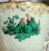 Zwei Meissen Mokkatassen mit Watteau Malereien“ 1.Wahl