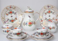 Meissen Mokkakaffee Service für 2 Personen Indische...