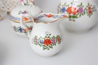 Meissen Mokkakaffee Service für 2 Personen Indische Blumen bunt 1. Wahl mit 2 Durchbruchteller 11 Teile