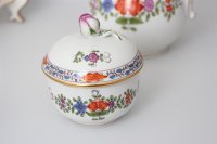 Meissen Mokkakaffee Service für 2 Personen Indische Blumen bunt 1. Wahl mit 2 Durchbruchteller 11 Teile