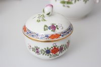 Meissen Mokkakaffee Service für 2 Personen Indische Blumen bunt 1. Wahl mit 2 Durchbruchteller 11 Teile