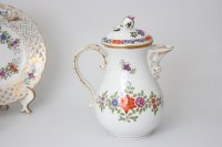 Meissen Mokkakaffee Service für 2 Personen Indische Blumen bunt 1. Wahl mit 2 Durchbruchteller 11 Teile