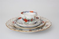 Meissen Mokkakaffee Service für 2 Personen Indische Blumen bunt 1. Wahl mit 2 Durchbruchteller 11 Teile
