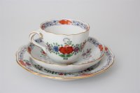 Meissen Mokkakaffee Service für 2 Personen Indische Blumen bunt 1. Wahl mit 2 Durchbruchteller 11 Teile