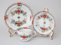 Meissen Mokkakaffee Service für 2 Personen Indische Blumen bunt 1. Wahl mit 2 Durchbruchteller 11 Teile