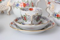 Meissen Mokkakaffee Service für 2 Personen Indische Blumen bunt 1. Wahl mit 2 Durchbruchteller 11 Teile