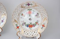 Meissen Mokkakaffee Service für 2 Personen Indische Blumen bunt 1. Wahl mit 2 Durchbruchteller 11 Teile