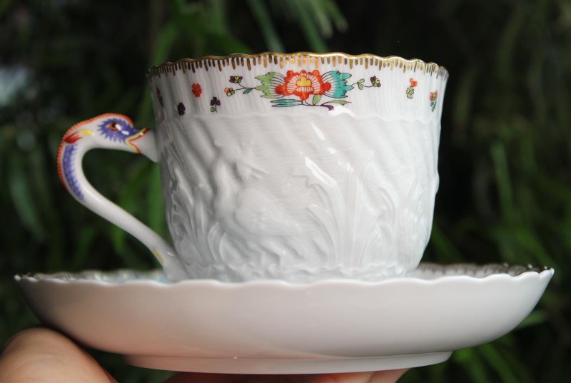 Meissen Kaffeegedeck mit Kuchenteller Dekor „Kakimon asiatischer Tieger“ 1.Wahl