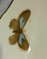 Meissen Mokkagedeck mit Biskuit und Kuchenteller im Dekor „natürliche Blumenmalerei mit Schmetterling und Goldrand 1.Wahl