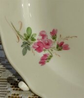 Meissen Mokkagedeck mit Biskuit und Kuchenteller im Dekor „natürliche Blumenmalerei mit Schmetterling und Goldrand 1.Wahl