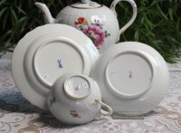 Meissen Teeservice 21-teilig sehr alt im Dekor "Blumenmalerei und Goldrand" 1.Wahl